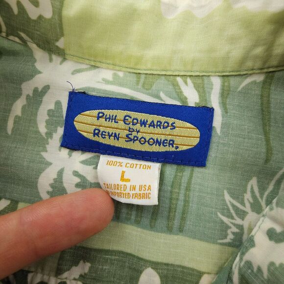 REYN SPOONER Hawaiian Shirt Short Sleeve Button Down 90s Green Floral Y2k Resort - Picture 2 of 7